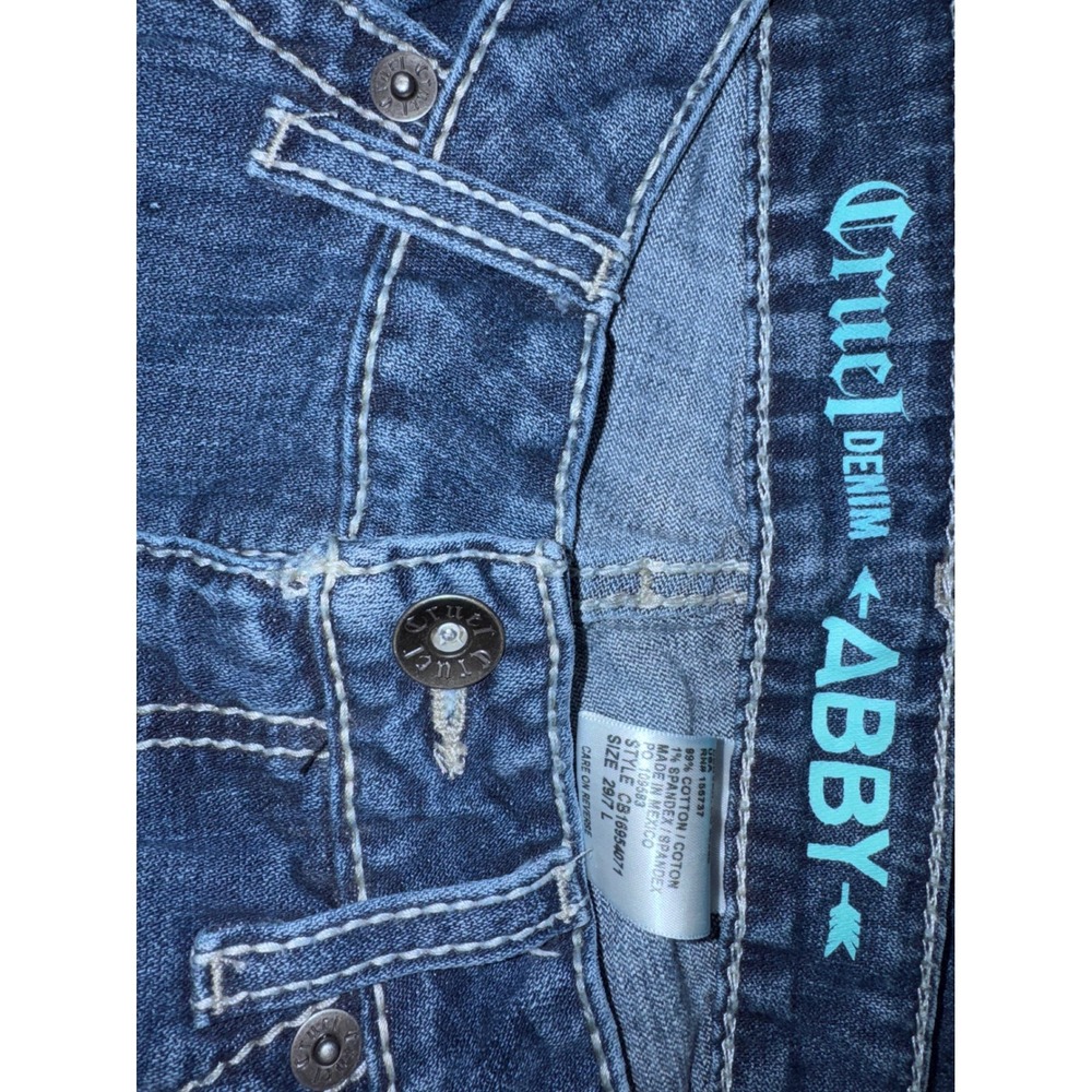 Cruel Denim Abby Straight Leg Jeans Medium Wash Contrast Stitch CB16954071 Sz 29 - Picture 2 of 4